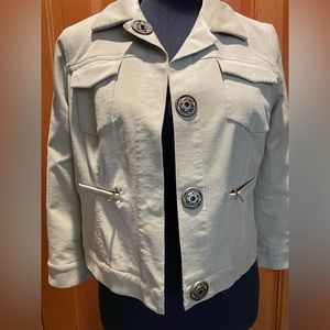 Tahari Cropped Light Green Jacket.